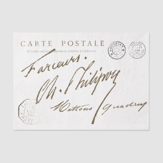 Carte Postale French Signature Postmark Tissuepapier (Voorkant)