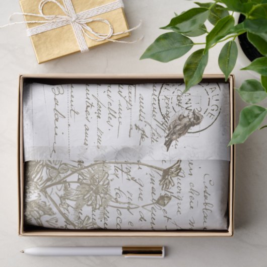 Carte Postale French Wildflower Bird Tissuepapier (Geschenk)