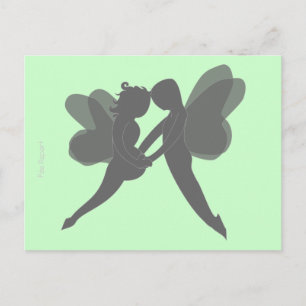 carte postale grossesse koppel fées fond vert briefkaart
