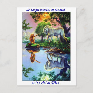 Carte postale mer sirène licorne ombre lumière briefkaart