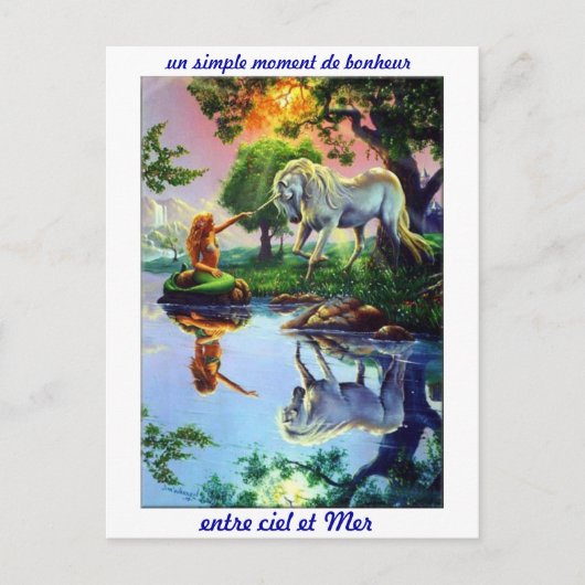 Carte postale mer sirène licorne ombre lumière briefkaart (Voorkant)