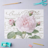 Carte Postale Pink Redouté Roos Gold French Script Tissuepapier (Craft)