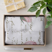 Carte Postale Pink Redouté Roos Gold French Script Tissuepapier (Geschenk)