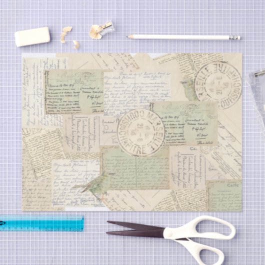 Carte Postale Postmark Bird  Collage Tissuepapier (Craft)