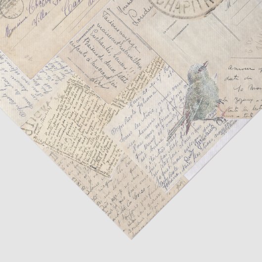 Carte Postale Postmark Blue Bird  Collage Tissuepapier (Detail)