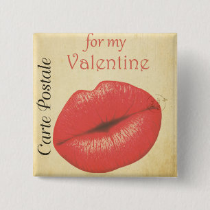 Carte Postale Valentijn Kiss Vierkante Button 5,1 Cm