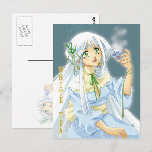 carte postale witte thee briefkaart (Voorkant / Achterkant)