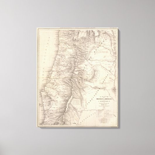 Carte, Province de Mendoza, Araucan?a Canvas Afdruk (Voorkant)