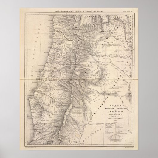 Carte, Province de Mendoza, Araucan?a Poster (Voorkant)