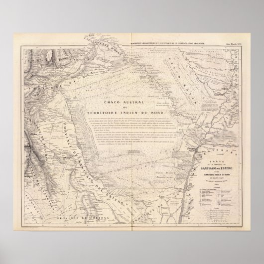 Carte, provincie Santiago del Estero Poster (Voorkant)