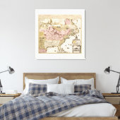 Carte Québec Nouvelle-France Amérique par Français Canvas Afdruk (Insitu (Slaapkamer))