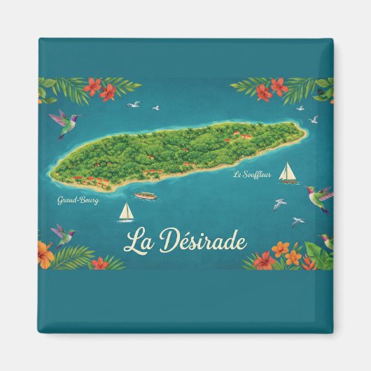 Carte Tropicale La Désirade, Guadeloupe Magneet (Voorkant)