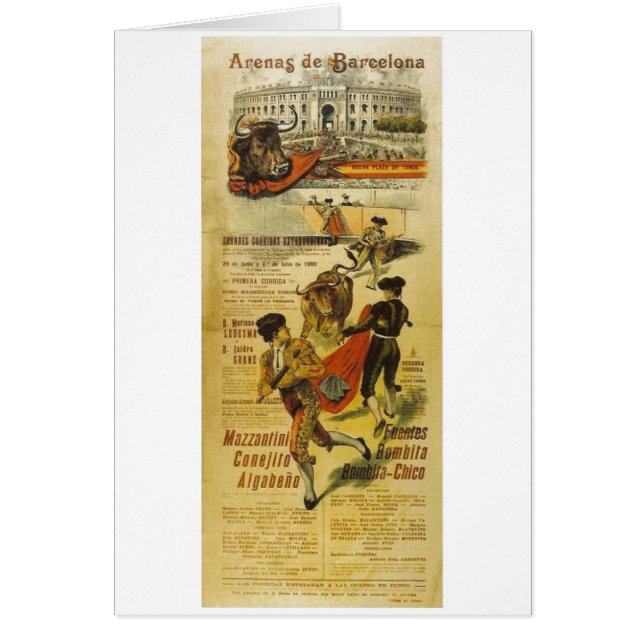 Cartel Toros Barcelona - Bullgevecht Matador (Voorkant)