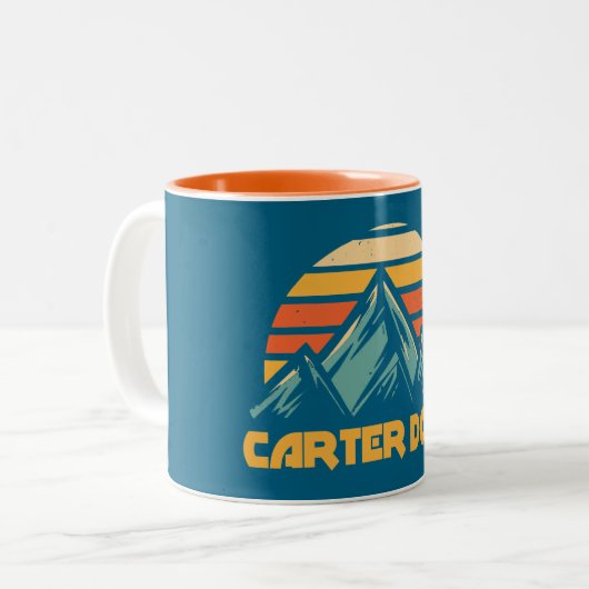 Carter Dome New Hampshire Retro Turquoise Tweekleurige Koffiemok (Voorkant links)