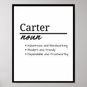 Carter, Jongen Gepersonaliseerde Naam Definitie Poster