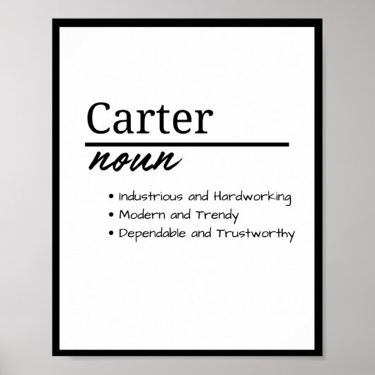 Carter, Jongen Gepersonaliseerde Naam Definitie Poster (Voorkant)