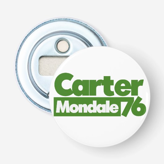 Carter Mondale 1976 Retro Politics Button Flesopener (Voorkant)