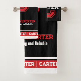 Carter-naam betekent "sport monogram zwart rood bad handdoek