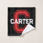 Carter-naam betekent "sport monogram zwart rood bad handdoek (Wasdoekje)