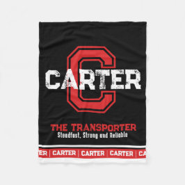 Carter-naam betekent "sport monogram zwart rood fleece deken