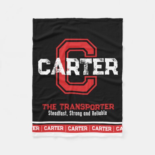Carter-naam betekent "sport monogram zwart rood fleece deken (Voorkant)