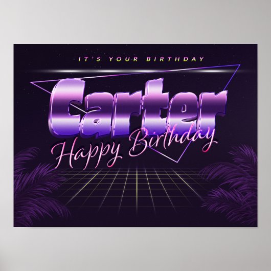Carter-naam Vorname lila retro Poster Geburtstag (Voorkant)