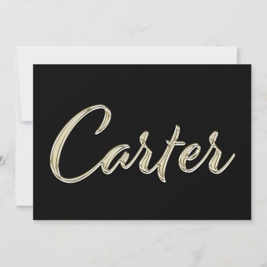 Carter Name white gold Handwriting Karte Kaart (Voorkant)