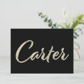 Carter Name white gold Handwriting Karte Kaart (Staand voorkant)