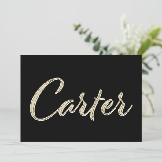 Carter Name white gold Handwriting Karte Kaart (Staand voorkant)