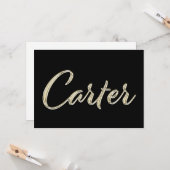 Carter Name white gold Handwriting Karte Kaart (Voorkant / Achterkant in situ)