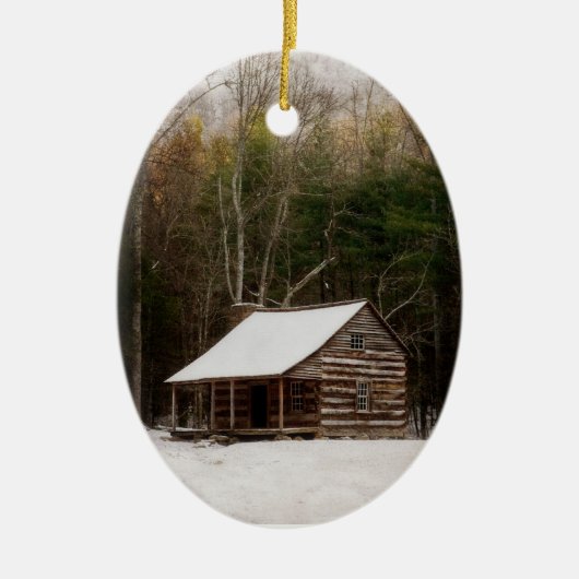 Carter Shields Cabin Winter Ornament Cades Cove TN (Voorkant)
