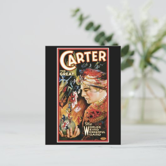 Carter The Great ~ Wizard  Magic Act Briefkaart (Staand voorkant)