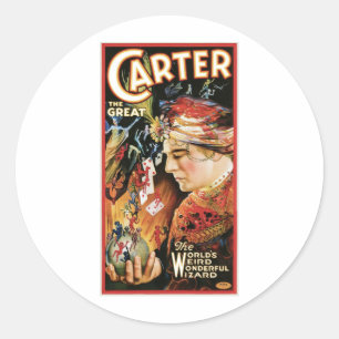 Carter The Great ~ Wizard  Magic Act Ronde Sticker