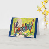 Carter's Ink and mamma cat and kittens uit 1940 Kaart (Gele Bloem)