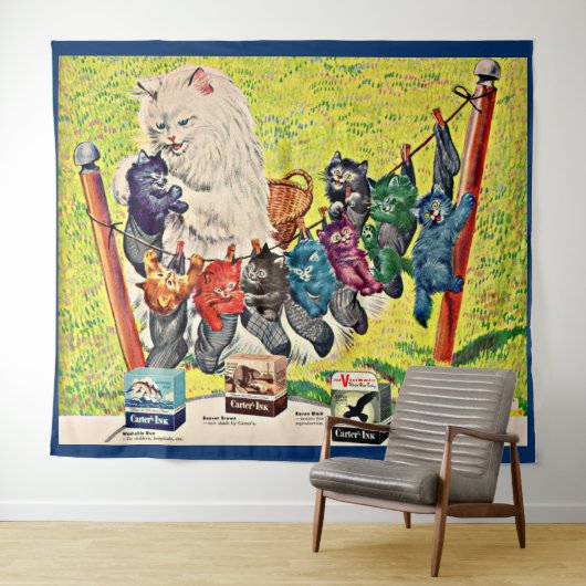 Carter's Ink and mamma cat and kittens uit 1940 Wandkleed (In Situ (horizontaal))
