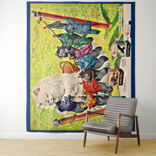 Carter's Ink and mamma cat and kittens uit 1940 Wandkleed (In situ)