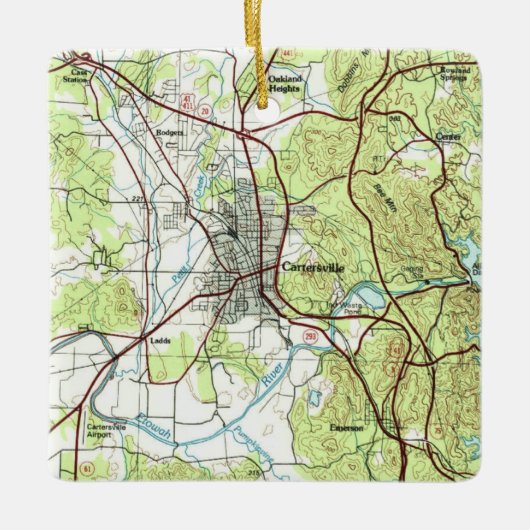 Cartersville Georgia Topo Keramisch Ornament (Voorkant)