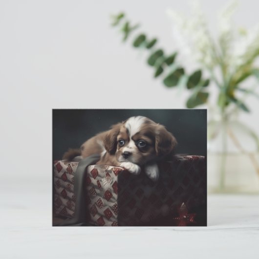 Cartes Postales Puppy Noël Briefkaart (Staand voorkant)