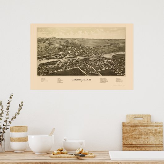 Carthage, NY Panoramic Map - 1888 Poster (Keuken)