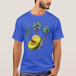 cartoavocado op het strand met zonnebril t-shirt