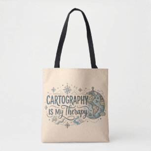 Cartografie is mijn therapie boodschappentas tote bag