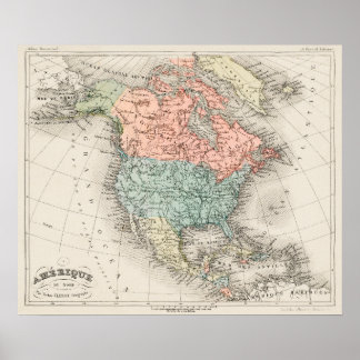  cartografische kaart van Noord-Amerika (1878) Poster