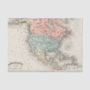 cartografische kaart van Noord-Amerika (1878) Tissuepapier