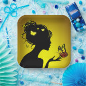 Carton-as De gele vlindervrouw Papieren Bordje (Feest)