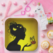 Carton-as De gele vlindervrouw Papieren Bordje (Feest)