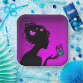 Carton-as De violette vlindervrouw Papieren Bordje (Feest)