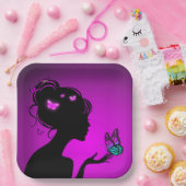 Carton-as De violette vlindervrouw Papieren Bordje (Feest)