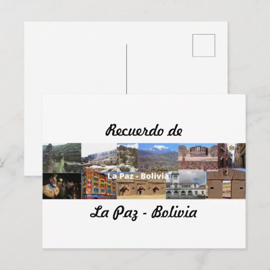 Carton postal recuerdo de La Paz Bolivia Briefkaart (Voorkant / Achterkant)