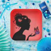 Carton's Rood vlinder Papieren Bordje (Feest)