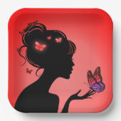 Carton's Rood vlinder Papieren Bordje (Voorkant)